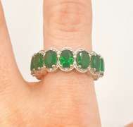 Fancy Green Gemstone & Diamond Eternity Band Ring