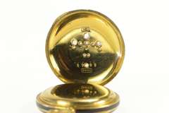 Black Enamel Fleur De Lis Rose Cut Diamond Pocket Watch