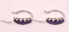 Amethyst Hoop Earrings in Sterling