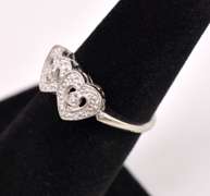 Stunning Double Heart Diamond Ring in White Gold