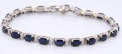 Attractive White Gold oval Blue Sapphire and Diamond Tennis Bracelet