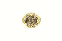 10K Yellow Gold 1/20th Oz American Eagle Tribute Coin Ring