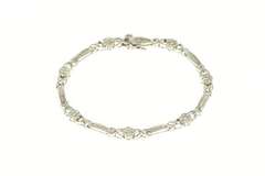 10K White Gold 2.50 Ctw Diamond Flower Cluster Bar Tennis Bracelet