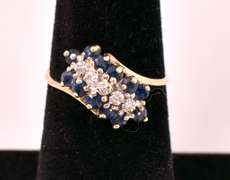 Darling Blue Sapphire and Diamond Ring in 10K Yellow Gold