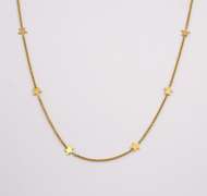Sweet 14k Cable Link Necklace with Stars