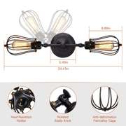 110V Wall Sconce 2 Light Metal Industrial Wire Cage