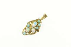 14K Yellow Gold Victorian Opal Turquoise Artisan Vintage Pendant