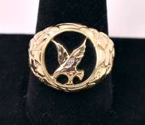 Magnificent Eagle Men's Ring in Yellow Gold