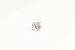 14K Yellow Gold Round Single Solitaire Cubic Zirconia Stud Earring