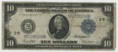 Collectible 1914 Series Large Size $10 Federal Reserve Note (2-B)