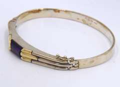 Vintage 925 Sterling Silver Signed Cubic Zirconia Cuff Bangle