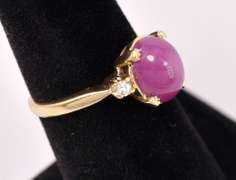 Gorgeous Star Ruby and Diamond Ring in 14K Yellow Gold