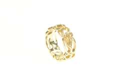 14K Yellow Gold Geometric Oval Pattern Designer Men's Band Ring