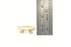 14K Yellow Gold 1940's Pearl Diamond Accent Engagement Ring