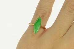 18K Yellow Gold Marquise Navette Jadeite 1960's Vintage Ring