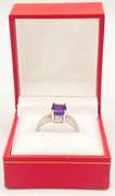 14kt Solid White Gold Amethyst & Diamond Ring