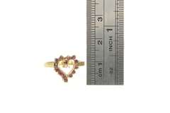 10K Yellow Gold Ruby Diamond Curvy Heart Love Symbol Ring