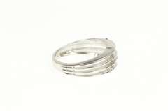 10K White Gold 0.22 Ctw Scattered Diamond Layered Band Ring