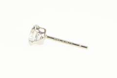 10K White Gold Round Cubic Zirconia Solitaire Simple Single Earring