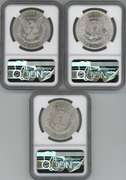 3 Diff. Blazing-white nearly Gem BU Morgan Silver Dollars. NGC MS64