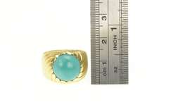 18K Yellow Gold Vintage Turquoise Cabochon Swirl Twist Ring