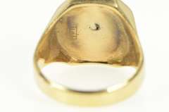 14K Yellow Gold G Masonic Diamond Compass Square Men's Ring