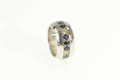 14K White Gold 2.55 Ctw Diamond Sapphire 11.4mm Band Ring