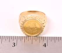 Fantastic Men's 1/10oz Krugerrand Ring in 14K Yellow Gold
