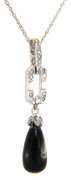 Gorgeous 0.20ctw Diamond and Onyx Art Deco Pendant Necklace