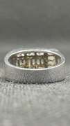 STUNNING BAGUETTE THREE ROW 14K WHITE GOLD RING