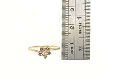 14K Yellow Gold Diamond Ruby Halo Flower Cluster Promise Ring