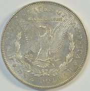 Frosty-white BU 1878-P 7TF Morgan Silver Dollar.