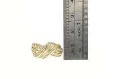 18K Yellow Gold White Topaz Encrusted Criss Cross Statement Ring