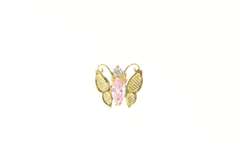 14K Yellow Gold Pink & White Cubic Zirconia Butterfly Single Earring
