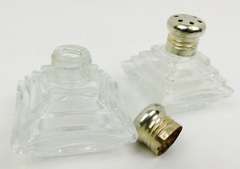 Deco Sterling & Glass Salt & Pepper Shakers