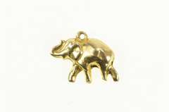 14K Yellow Gold 3D Puffy Elephant Animal Strength Symbol Charm/Pendant