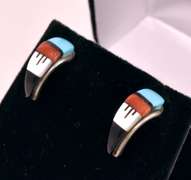 Native American Half Hoop Inlay Earrings
