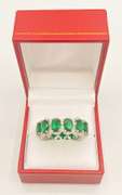 Fancy Green Gemstone & Diamond Eternity Band Ring
