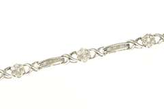 10K White Gold 2.50 Ctw Diamond Flower Cluster Bar Tennis Bracelet