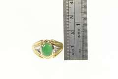 10K Yellow Gold Oval Natural Emerald Diamond Engagement Ring