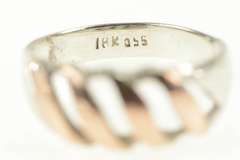 Sterling Silver Two Tone Wavy Striped Domed Band Ring