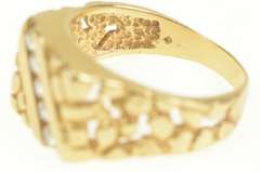 14K Yellow Gold 0.40 Ctw Diamond Squared Men's Retro Nugget Ring