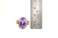 14K Yellow Gold Oval Amethyst Diamond Accent Cocktail Ring