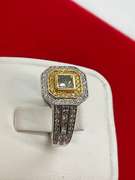 CERTIFIED BRAND NEW LADIES 14K GOLD AND DIAMOND DOUBLE HALO RING