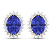 14 Kt Yellow Gold Tanzanite Diamond Earrings
