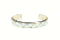 Sterling Silver Southwestern Syn. Opal Zig Zag Inlay Bracelet