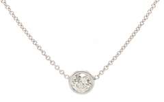 Sparkling 0.58ct Round Diamond Bezel Set Solitaire Necklace White Gold