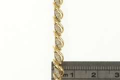 10K Yellow Gold 1.00 Ctw Wavy Link Classic Vintage Tennis Bracelet
