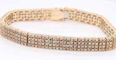 Dazzling Yellow Gold approximate 5.50ctw 4 Row Diamond Bracelet