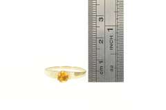 10K Yellow Gold Round Citrine Solitaire Retro Statement Ring